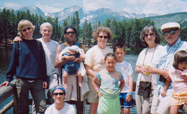 Family and friends at Sprague Lake, Fort Collins, Colorado, 2005
