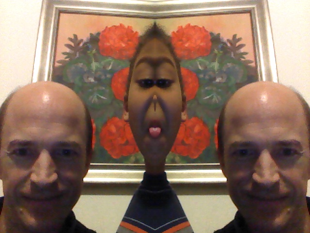 Greg and Joachim in a mirror, Fort Collins, Colorado, 2011