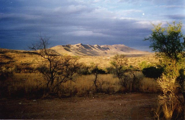 view of Auas Mountains from Harmony Centre, Windhoek, Namibia, 1994