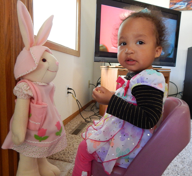 Irene with the Easter Bunny, Fort Collins, Colorado, 2015