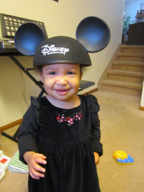Irene with Mickey Mouse ears, Fort Collins, Colorado, 2015
