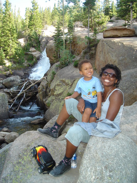 Joanitha and Joachim at Alberta Falls, Rocky Mountain National Park, Colorado, 2008