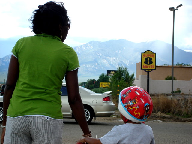 Joanitha and Joachim by the Super 8 Motel, Taos, New Mexico, 2009