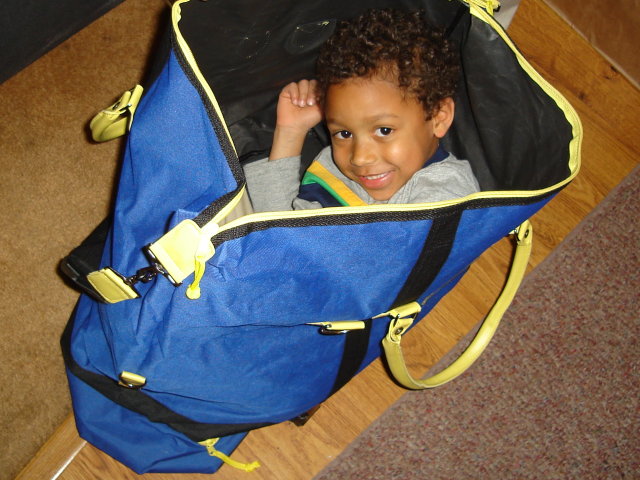 Joachim in a bag, Fort Collins, Colorado, 2009