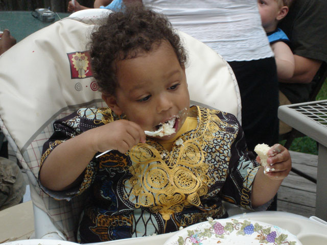 Joachim eating cake, Fort Collins, Colorado, 2007