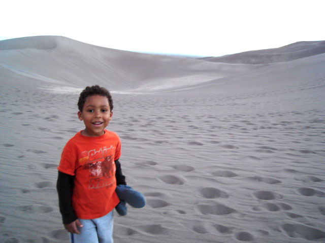 Joachim by the sand dunes at sunset, Great Sand Dunes National Park, Colorado, 2010