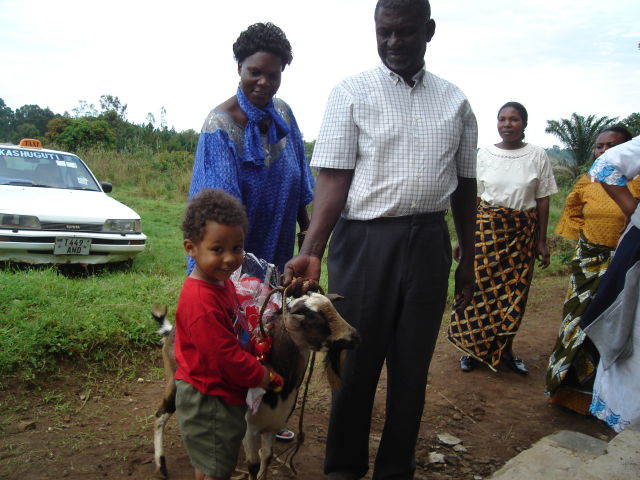 Joachim with grandparents Petronida and Vicent, Busimbe, Tanzania, 2008