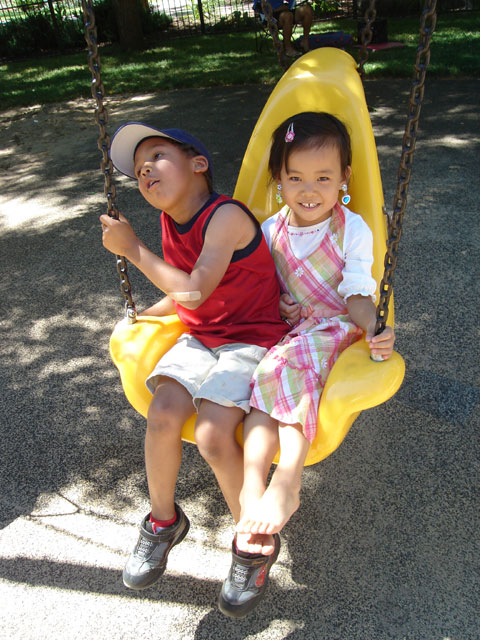 Joachim with his day care friend Qiana, Fort Collins, Colorado, 2010