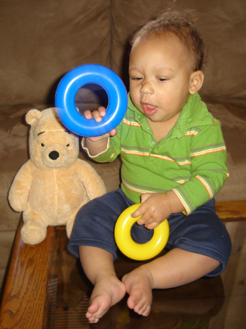 Joachim with rings and bear, Fort Collins, Colorado, 2006