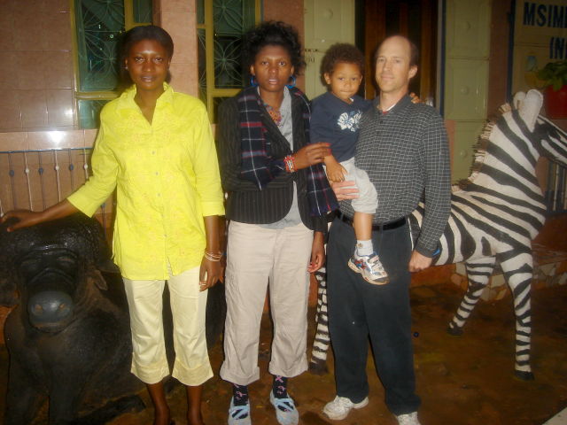 Maria, Joanitha, Joachim and Greg at a hotel, Karatu, Tanzania, 2008