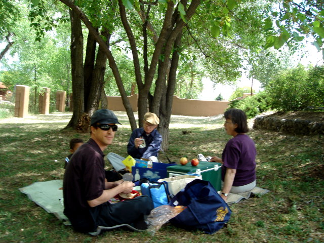 Greg, Joachim and grandparents having a picnic, Santa Fe, New Mexico, 2009