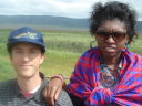 Greg and Joanitha in a jeep, Ngorongoro, Tanzania, 2008