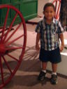 Joachim by a carriage in a museum, Albuquerque, New Mexico, 2009