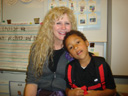 Joachim with substitute teacher Mrs. Greiser, Fort Collins, Colorado, 2011