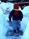 Joachim in a sidewalk snow tunnel, Fort Collins, Colorado, 2006